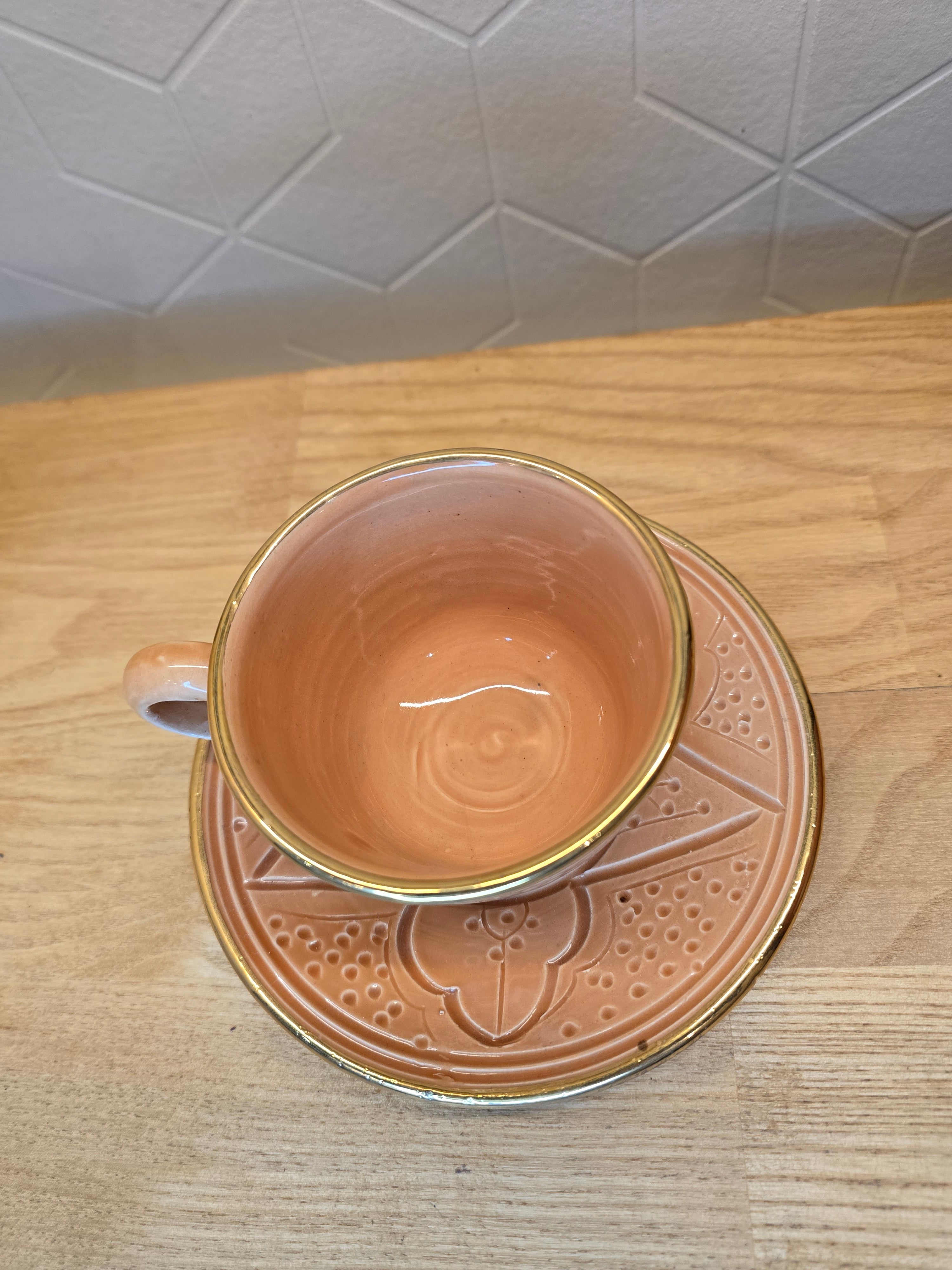 Tasse et Sous Tasse Beldi Orange Gold - Ij Beldi