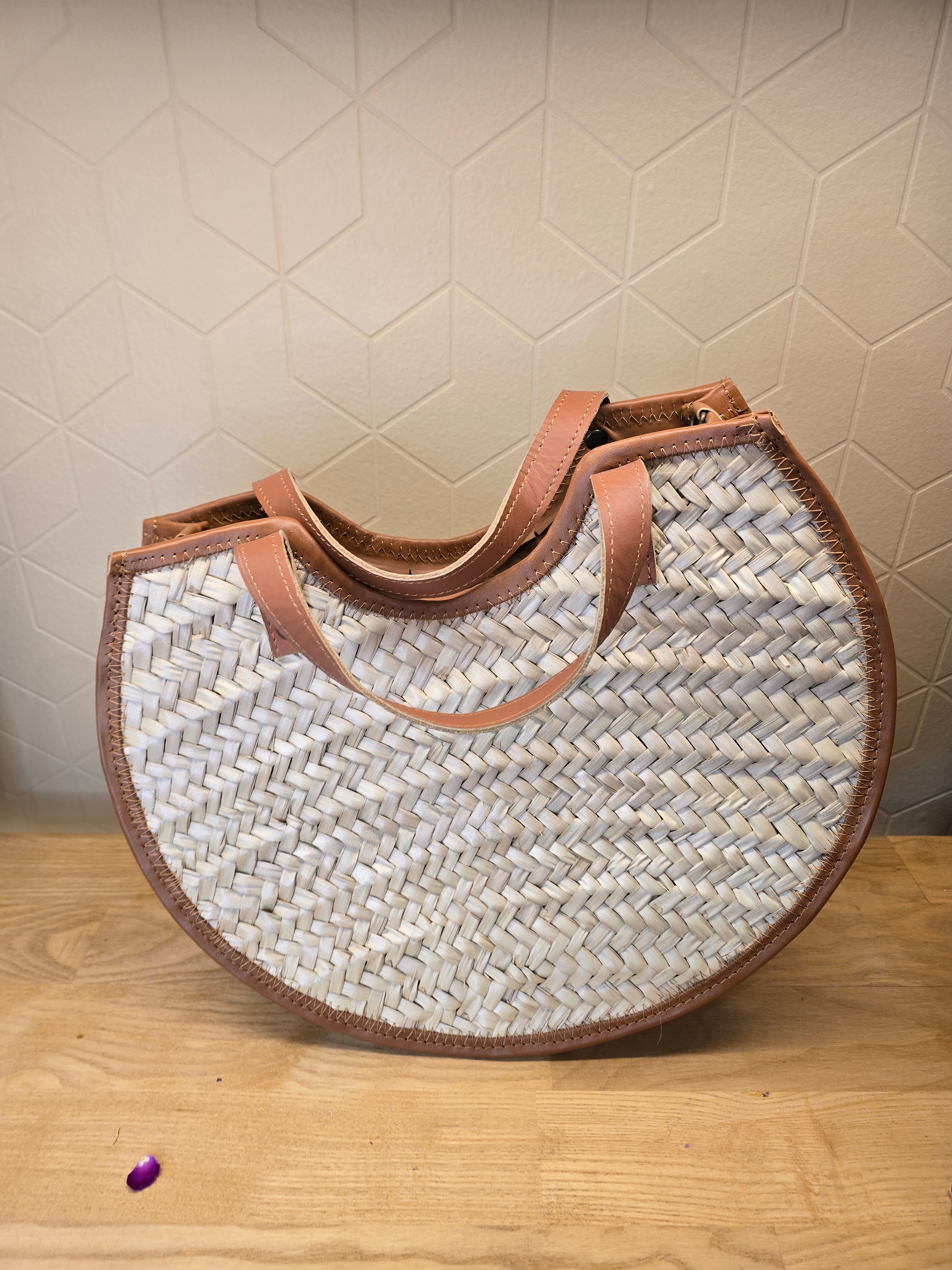Sac Panier Chic en Osier et Cuir - Ij Beldi