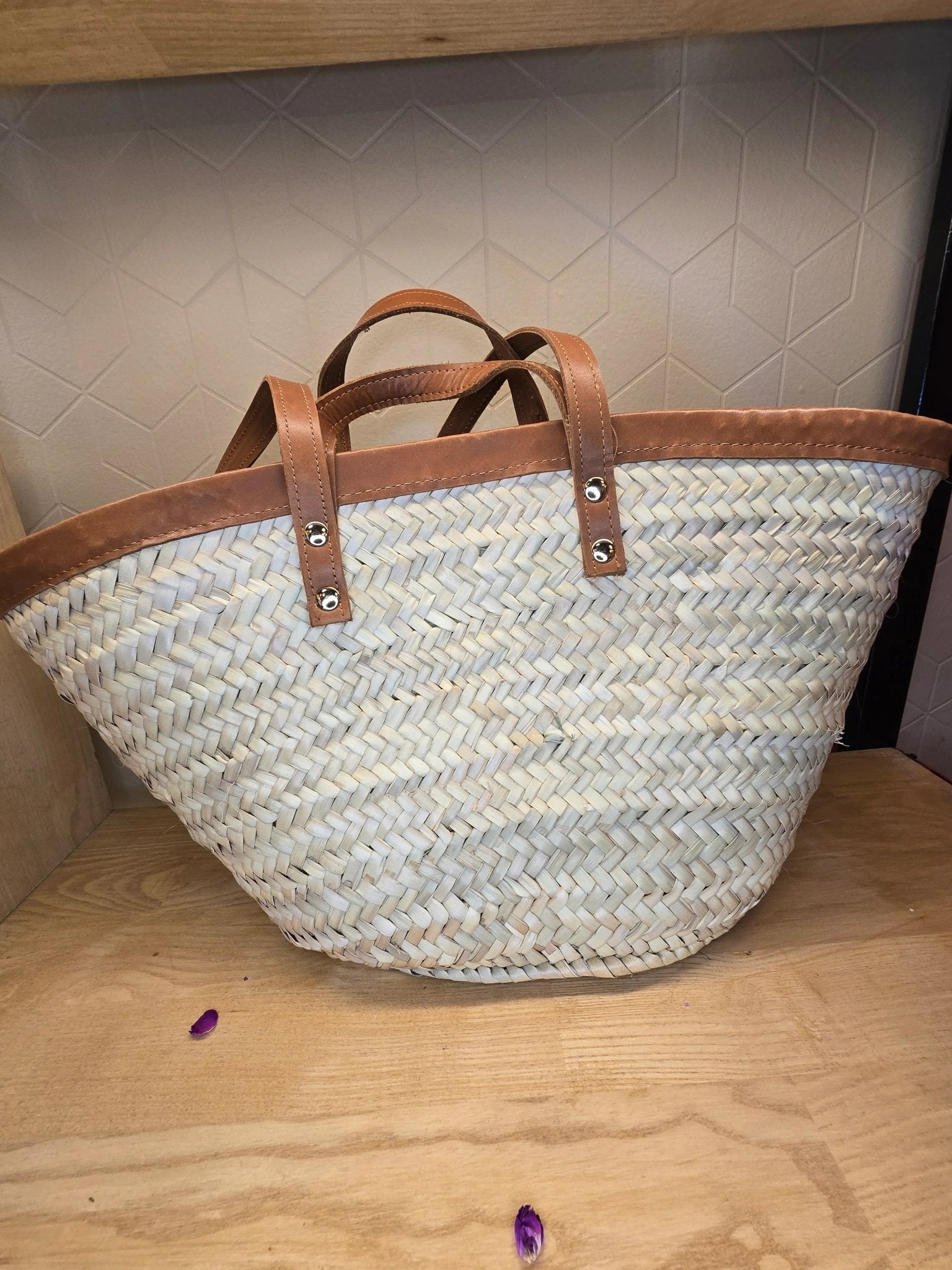 Sac Panier Chic Cuir Camel - Ij Beldi