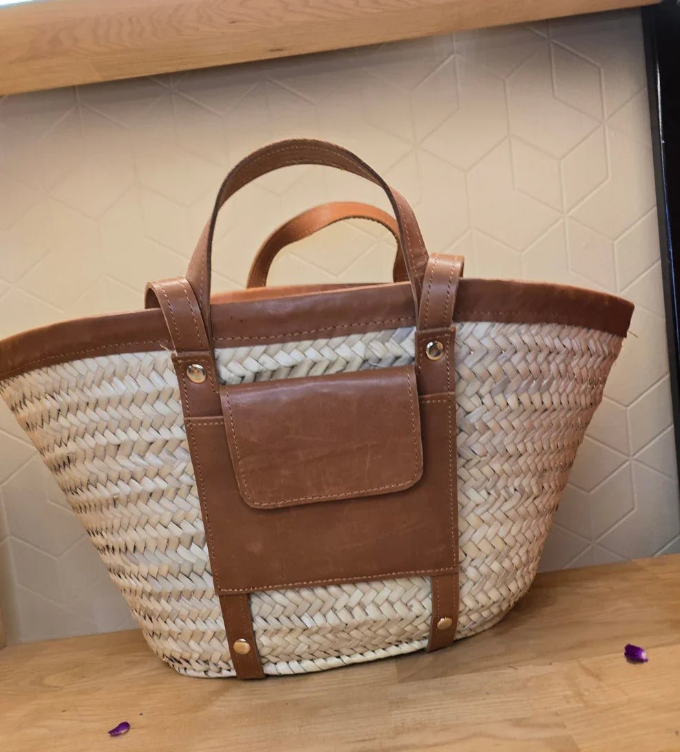 Sac Panier Chic Cuir Camel - Ij Beldi