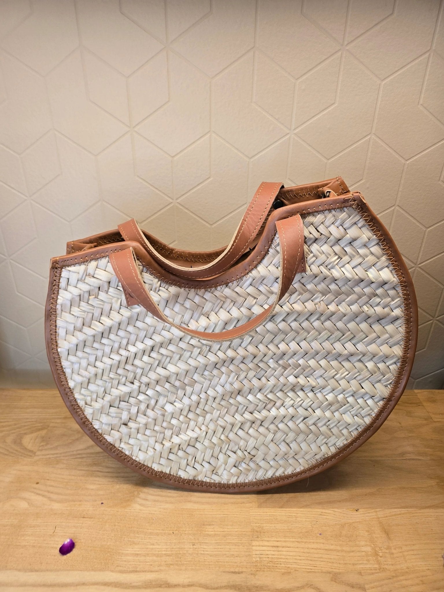 Sac Panier Chic en Osier et Cuir - Ij Beldi