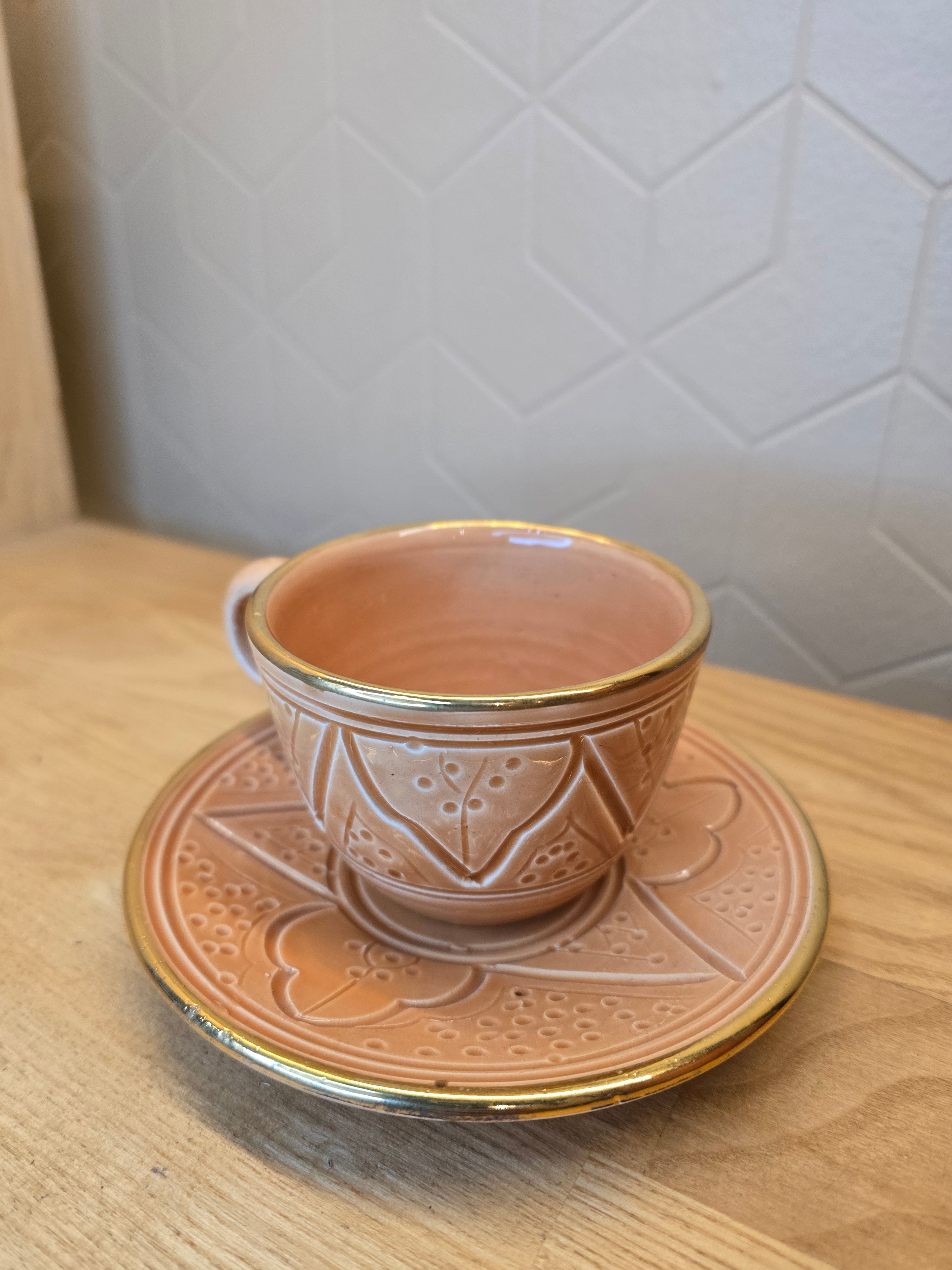Tasse et Sous Tasse Beldi Orange Gold - Ij Beldi