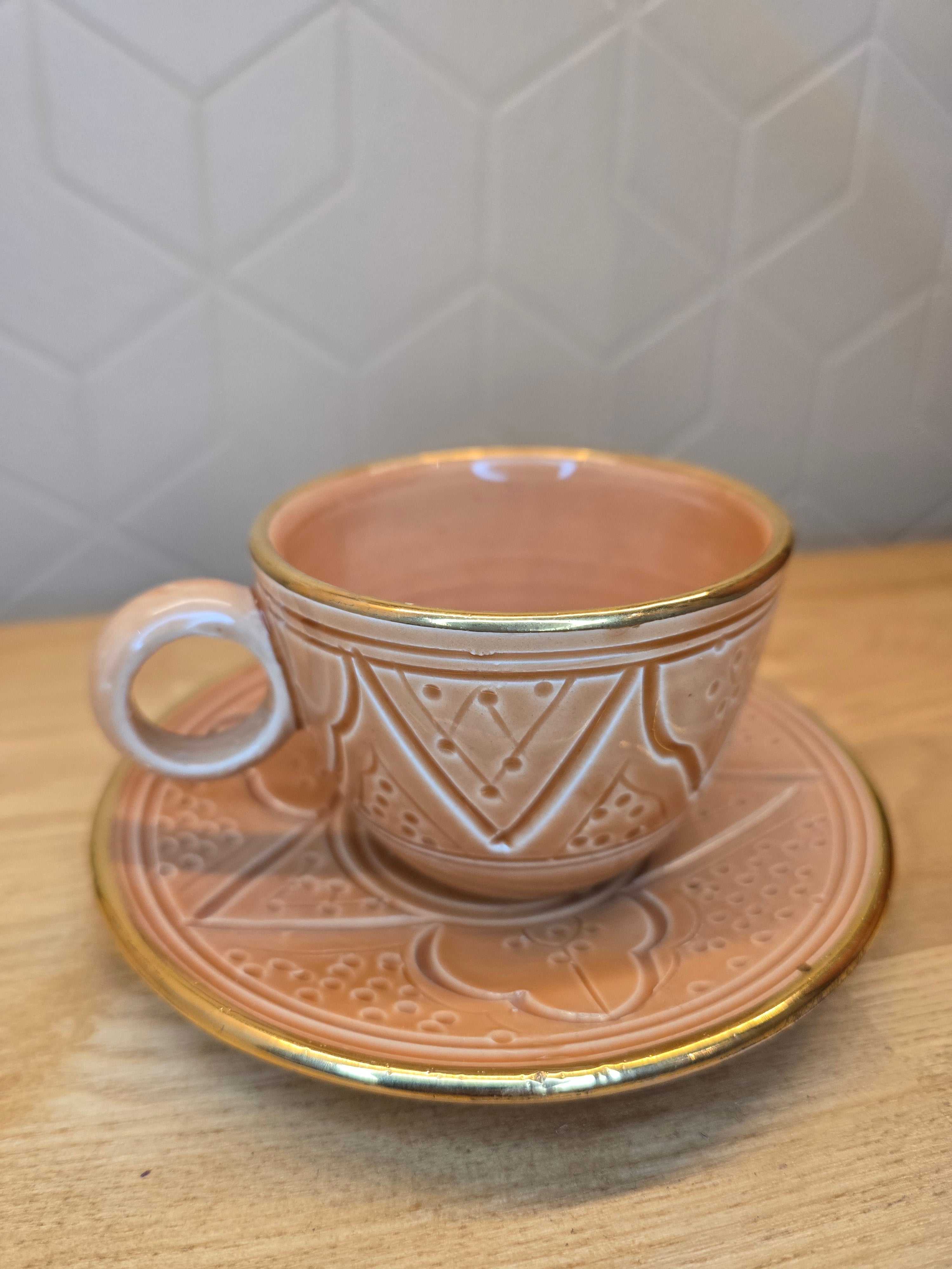 Tasse et Sous Tasse Beldi Orange Gold - Ij Beldi