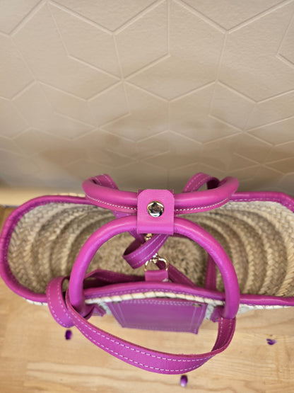 Mini Sac Panier Chic en Osier et Cuir - Ij Beldi