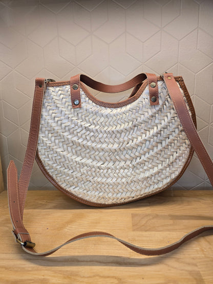 Sac Panier Chic en Osier et Cuir - Ij Beldi