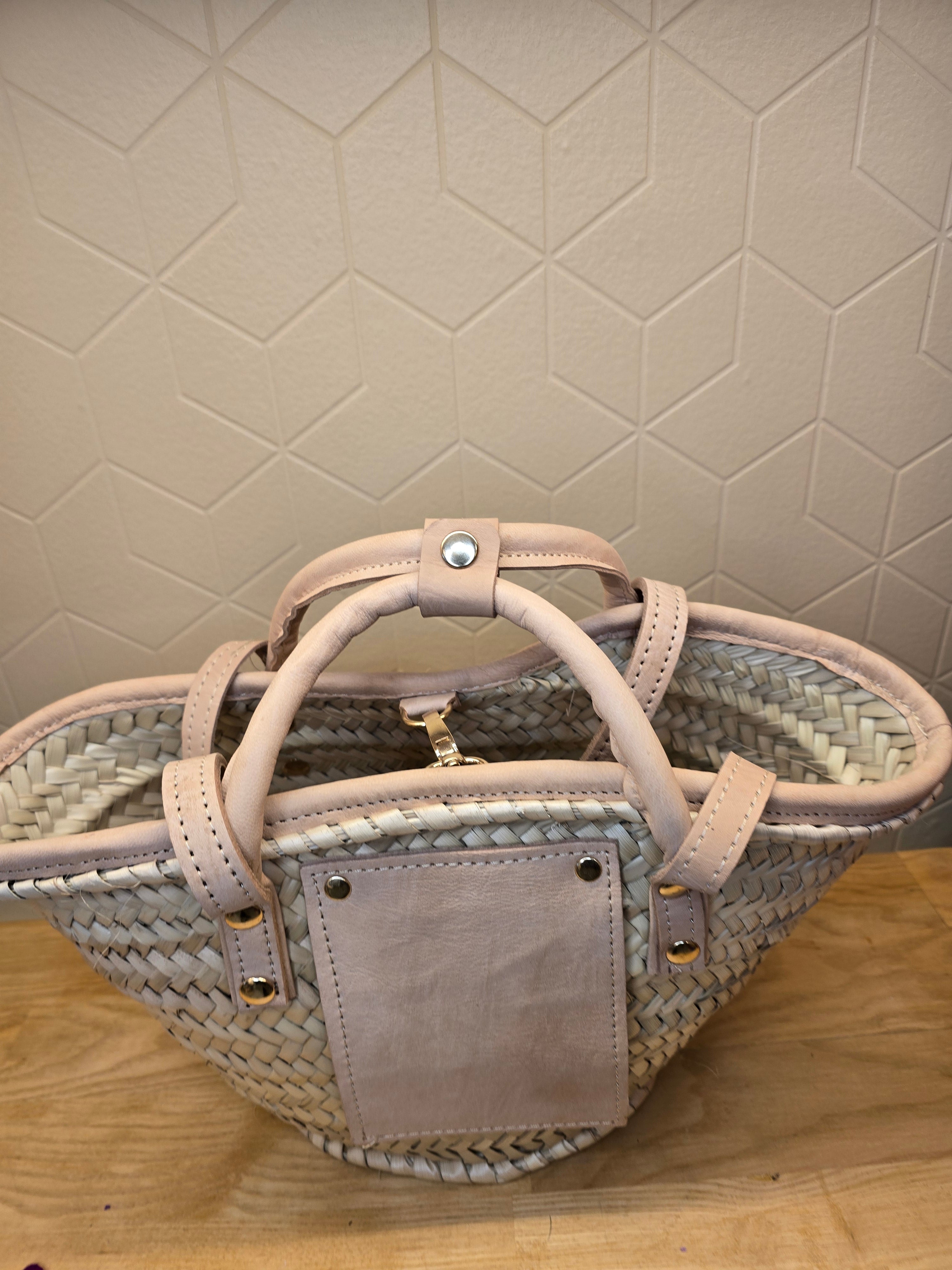 Mini Sac Panier Chic en Osier et Cuir - Ij Beldi