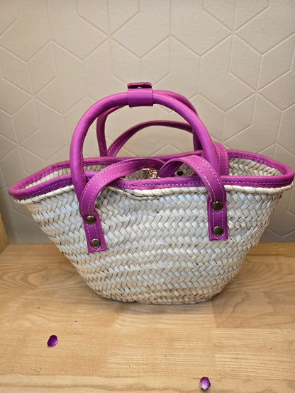 Mini Sac Panier Chic en Osier et Cuir - Ij Beldi